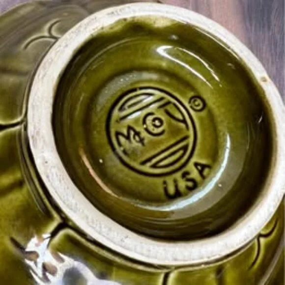8” Vintage McCoy Pottery Bowl Candy Dish – Olive Green Glaze - Picture 3 of 5
